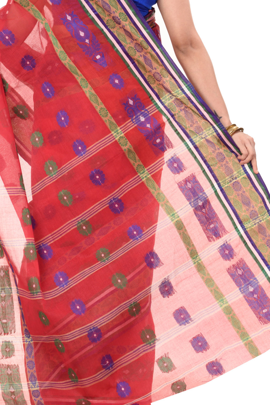 Red Pure Cotton Kadambori_Ankit Tant Saree (766)